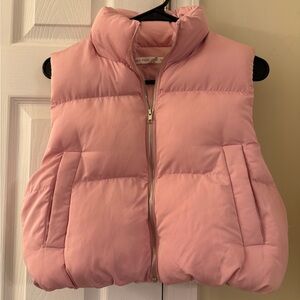 Altar’d State Pink Puffer Vest Small Cropped Bubble Vest Zip Up